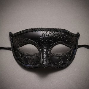 Classic Glitter Venetian Masquerade Mask- Black